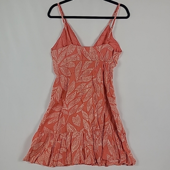 NEW Elan Women's Summer Mini Flowy Sundress Coral Ivory Spaghetti Strap Sz L - Picture 7 of 7
